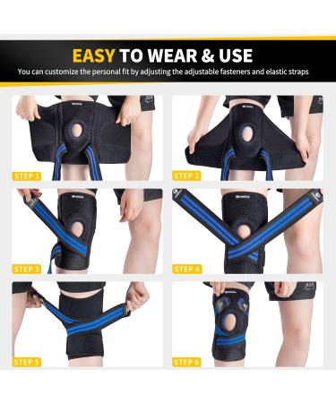 CAMBIVO Knee Brace with Side Stabilizers & Patella Gel Pads Knee Compression Sleeve for Meniscus Tear ACL MCL Adjustable Compression Knee Support for Women and Men(Upgrade Blue Medium) Medium Upgrade Blue - Buy Online on GoSupps.com