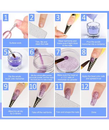 Morovan Acrylic Nail Kit with Drill - Professional Set for Beginners - Glitter Powders, Brush, Forms - DIY Nail Art Extension - Buy Online on GoSupps.com