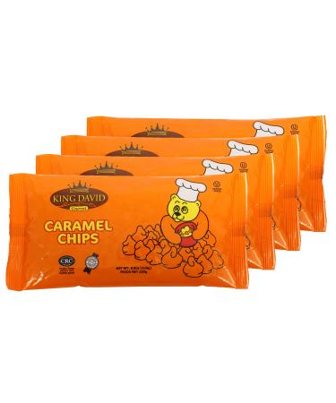 King David Vegan Caramel Chips Non-dairy Lactose Free Kosher 250-gram Bags (Pack of 4)