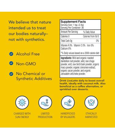 North American Herb & Spice LivaLatte - 3.5 oz. - Chaga Maca & Birch Bark Drink Mix - Healthy Liver Gallbladder & Kidney Function Digestive Support Optimal Health - Non-GMO - 36 Servings - Buy Online on GoSupps.com