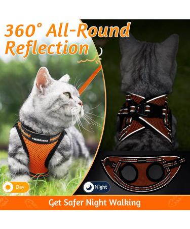Rabbitgoo Cat Dishes & Cat Linen Set - Adjustable Soft Leash with Reflective Stripes for Cats & Kittens - Bright Orange (1 Pack) - Buy Online on GoSupps.com