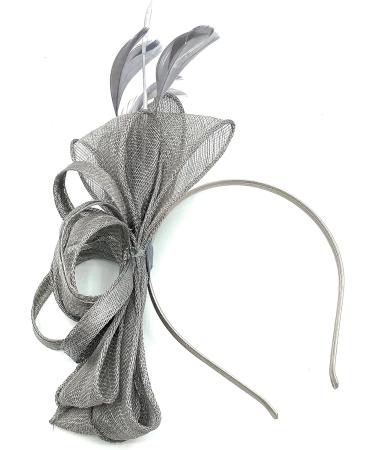 Ladies Large Feather Aliceband/Clip Fascinator for Weddings Races Royal Ascot Hair Piece Silver - Buy Online on GoSupps.com