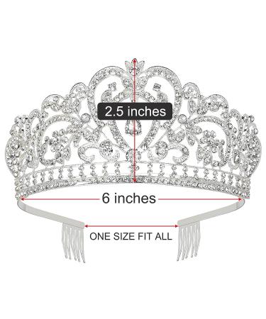 Makone Silver Crystal Crown & Tiara with Comb for Girls/Women - Queen Princess Hair Accessory for Parties, Weddings, Birthdays - Style 6 - Buy Online on GoSupps.com