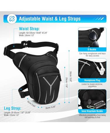 Vobuke Waterproof Tactical Leg Bag for Men & Women - Multi-Pocket Sport Belt with Removable Straps | Ideal for Hiking Camping & Riding - Buy Online on GoSupps.com