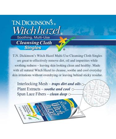 T.N. Dickinson's Witch Hazel Cleansing Cloth Towelette Singles - 14 Count (Pack of 1) - Buy Online on GoSupps.com