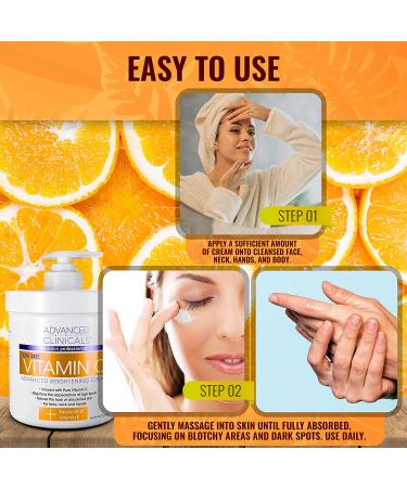 Advanced Clinicals Vitamin C Skin Care Set: Serum & Moisturizer for Face & Body - Anti-Aging, 16 oz Lotion Cream for Wrinkles, Age Spots, Uneven Skin Tone - 2-Pack - Buy Online on GoSupps.com