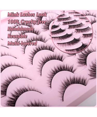 SQYlashes 3D Mink Cat Eye Lashes Pack - 14 Pairs for Full Volume & Lift Effect - 4-13MM Wispy Natural Look - Buy Online on GoSupps.com