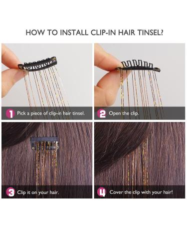 SEPTBEAM Pink Hair Tinsel Clip in Extensions - 20.5 Inch, 6pcs Pack - Synthetic Highlights for Party, Christmas, New Year, Halloween - Multi-Color Hair Extensions - Cosplay Essential - Buy Online on GoSupps.com