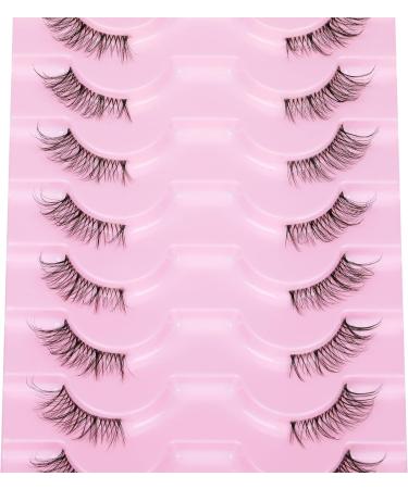 Half Lashes Kit with 8ml Eyelash Glue Wispy 3/4 False Eyelashes 13mm Cat Eye Lashes 9 Pairs D Curl Fake Eyelashes Clear Band Russian Strip Lashes by TOOCHUNAG - Buy Online on GoSupps.com