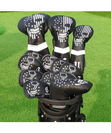 Black Leather Golf Skull Headcover - Fits Driver, Fairway Wood, Hybrid, Putter Iron & Wedge - Buy Online on GoSupps.com