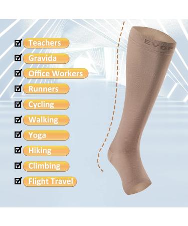 Skin Open Toe Compression Socks 15-20mmHg - Toeless Support for Swelling & Varicose Veins - Size Small International Shipping - Buy Online on GoSupps.com