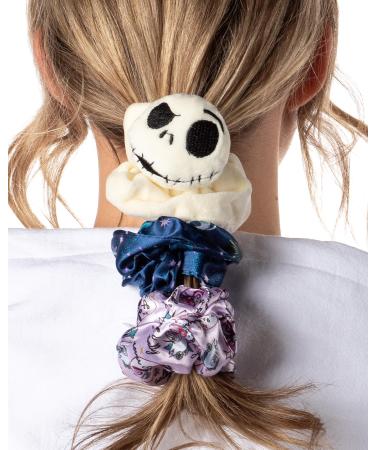 Disney The Nightmare Before Christmas Scrunchie Set Hair Ties Hair Accessories For All Hair Types 3 Piece Set | Pain-Free Removal For Braids Ponytails