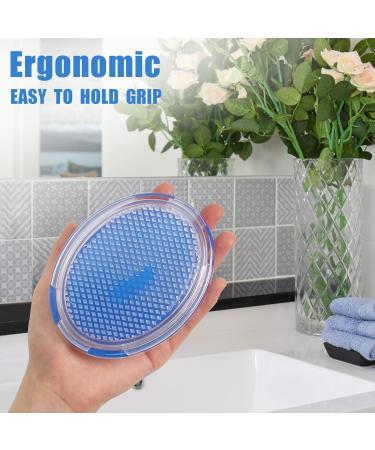 Aonee 2 Pack Exfoliating Brush Body Scrubber for Silky Smooth Skin - Razor Bump and Ingrown Hair Treatment - Shower Massage Brush for Men and Women - Blue Orange - Buy Online on GoSupps.com