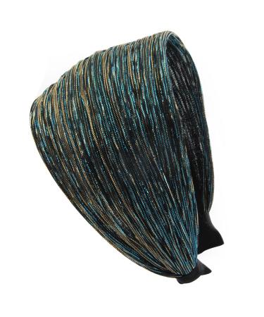 axy HR31 headband series 31 fabric hair band with glitter threads (Peacock Blue)