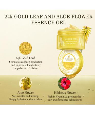 Aloderma 24K Gold Leaf Aloe Gel - Age-Defying Essence for Youthful Skin | Hydrating Allantoin & Hyaluronic Acid | 7oz Luxury Moisturizer - Buy Online on GoSupps.com