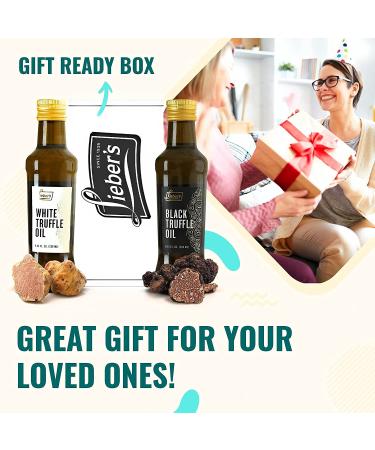 Liebers Black & White Truffle Oil Bundle - Premium Oil for Cooking, Salad Dressing & Garnish - Vegan, Vegetarian & Gluten Free - 8.45 Fl Oz Glass Bottle - Buy Online on GoSupps.com