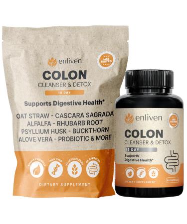 enliven 15-Day Colon Cleanse for Weight Loss & Digestive Health | Natural Blend of Herbs & Probiotics | Non-GMO | Made in USA (60 Capsules)