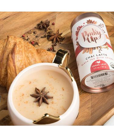 Pinky Up Chai Latte Loose Leaf Tea | Organic Black Tea, 25 Servings, 40-60mg Caffeine, Gluten-Free, 2.5oz Tin - Buy Online on GoSupps.com