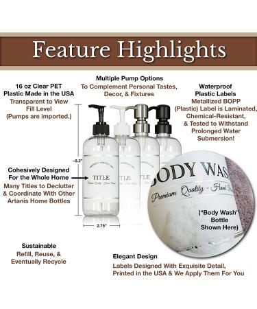 Refillable Shampoo and Conditioner Bottles with Stainless Steel Pumps - 16 oz 3 Pack - Buy Online on GoSupps.com
