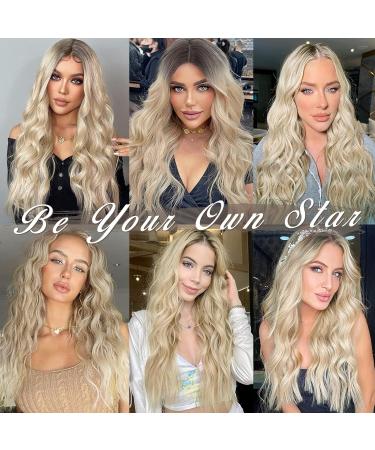BARSDAR 5 PCs Long Wavy Clip-In Hair Extensions - Thick Natural Soft Synthetic Hair - 45 cm Beige Blonde Mix & Light Ash Blonde for Women & Girls - Buy Online on GoSupps.com