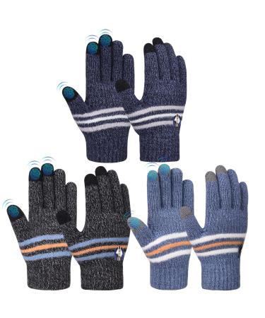 Aotow winter gloves Gloves Children Touchscreen - Thicken Fist Gloves Warm Children's Gloves Ski gloves for outdoor sports Bicycle Junge M dch & 3 Paa Blue Series 4-6 years