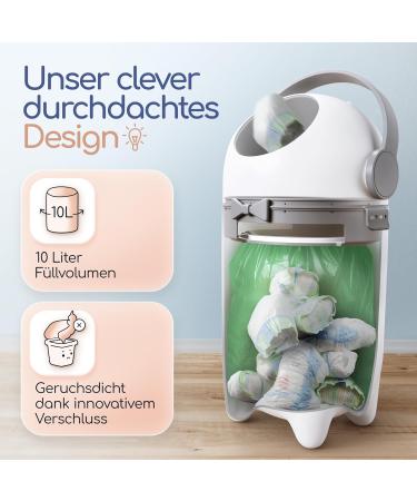 LEVIAS DARGEIMER Baby Diaper Waste Bucket Odor-Tight & Cost-Effective 10L Design for International Shipping - Buy Online on GoSupps.com