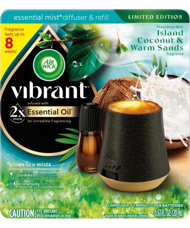 AIR WICK Essential Mist - Vibrant Starter Kit - 1+1 Island Coconut & Warm Sands Air Freshener Essential Oils