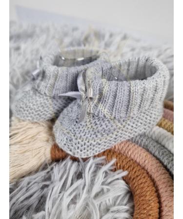 Royal Icon Soft Knitted Newborn Baby Booties with Bow - RI354 Grey | 0-3 Months - Buy Online on GoSupps.com