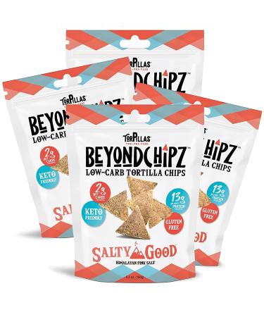 BeyondChipz Low Carb Keto Tortilla Chips - Salty Good, Gluten Free, 5.3oz (Pack of 4) - Buy Online on GoSupps.com