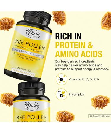 Pure By Nature Bundle Pack of Bee Pollen Capsules for Men & Women 120 Capsules & One Daily Multivitamin for Women 60 Capsules Immune Support Wellness Pack - Buy Online on GoSupps.com