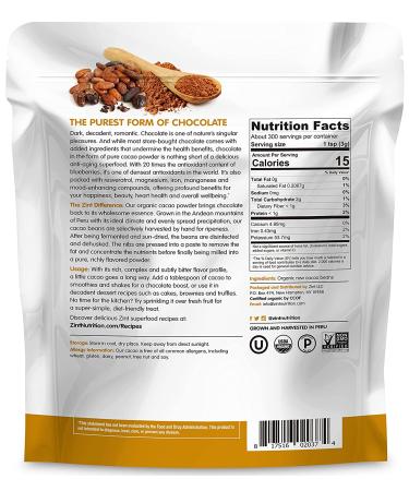 Zint Organic Cacao Powder (32 oz) - Paleo-Certified Superfood, Non-GMO, Gluten-Free, Anti-Aging Antioxidant - Buy Online on GoSupps.com