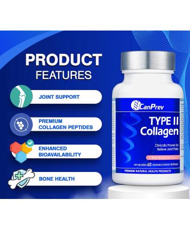 CanPrev - TYPE II Collagen Enhanced Formula for Joint Support 60 Capsules High Potency Collagen Peptides for Women & Men Non-GMO Supplements for Skin & Connective Tissue Nourishment - Buy Online on GoSupps.com