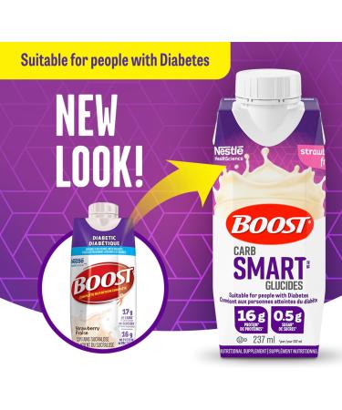 BOOST CarbSmart Strawberry High Protein Low Sugar 24 Vitamins & Minerals Nutritional Supplement 16g Protein 0.5g Sugar Kosher Gluten-free Suitable For Diabetics - Buy Online on GoSupps.com