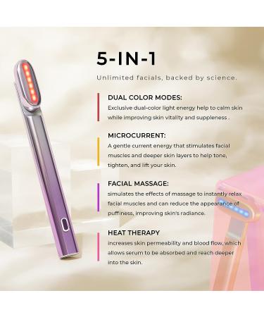 Laduora Velve Pro 5-in-1 Dual Color Light Therapy Wand Kit for Face and Neck | Microcurrent & Facial Massage | Lavender Frost - Buy Online on GoSupps.com