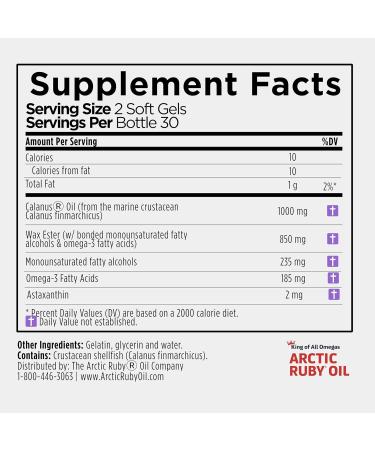 Arctic Ruby Oil 1000mg Omega 3 Supplement for Women and Men with EPA DHA & Astaxanthin 2mg - Fish & Krill Oil Alternative 60 Softgels (1 Pack) - Buy Online on GoSupps.com