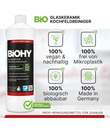 Biohy Glaskeramik Hob Field Cleaner - 3 x 1L Kitchen Ceranfeldreiniger | Scratch-Free High Gloss Fat Solder | Biodegradable Kitchen Cleaner Supplement - Buy Online on GoSupps.com
