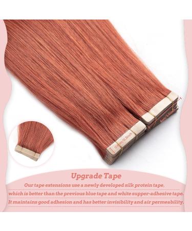 Hotlulana Copper Red Tape Extensions - 20 Inch Real Hair 50g 100% Natural Skin Weft (20 Pieces) | #350 - Buy Online on GoSupps.com