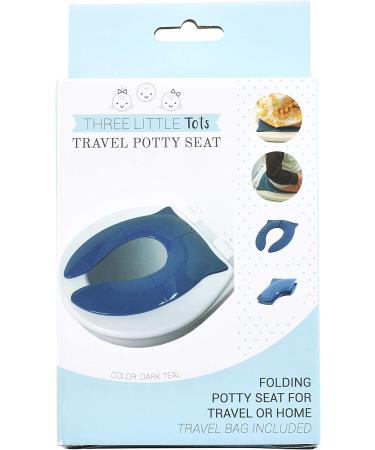 THREE LITTLE TOTS Portable Potty Seat - Dark Teal Folding Travel Potty for Girls and Boys - Safe and Modern Design - Fits Round and Oval Toilets - Includes Travel Bag - Buy Online on GoSupps.com