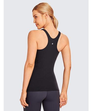 CRZ YOGA Women's High Neck Workout Tank Top with Built-in Shelf Bra - Racerback Athletic Shirt - Black, Medium - Buy Online on GoSupps.com