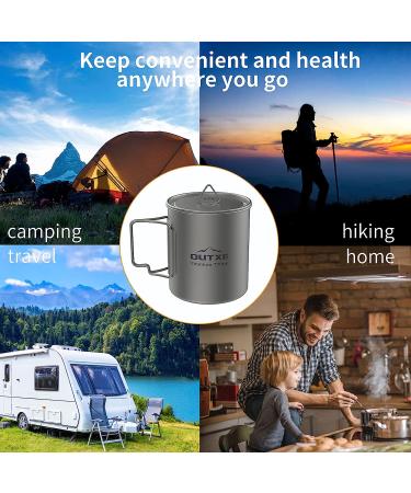 OUTXE Titanium Pot 750ml with Lid - Ultralight Foldable Handle Eco-Friendly Cup - Buy Online on GoSupps.com
