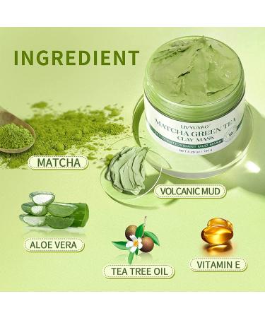 LIVYUYAO Green Tea Clay Facial Mask - Purifying Mud Mask for Blackheads, Pores, Acne - 5.29oz - Buy Online on GoSupps.com