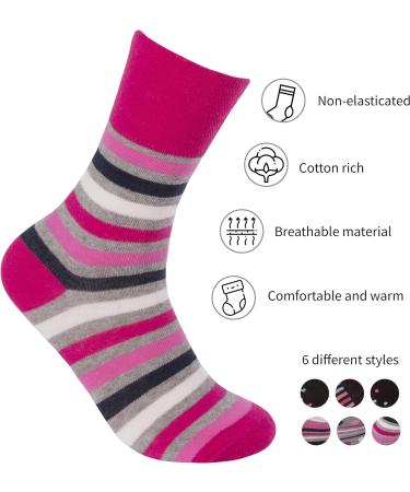 Ladies Non Elastic Loose Top Socks (6 or 12 Pair Multipack) Gentle Grip Diabetic Hosiery Size 4-8 Black/Pink - 6 Pairs 4-8 - Buy Online on GoSupps.com