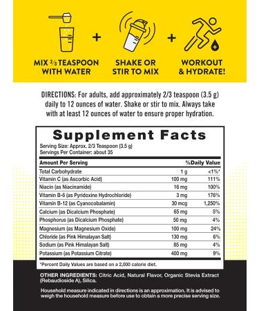 Nature's Truth Electrolytes Powder | Sugar-Free Vegan & Non-GMO | Gluten-Free Hydration Supplement with B Vitamins | Refreshing Lemon Flavor - Buy Online on GoSupps.com