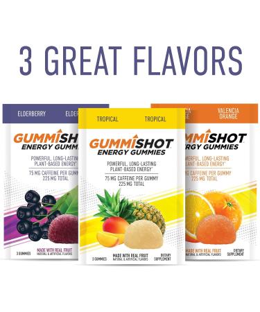 Energy Gummies with Plant-Based Caffeine - 225mg per Pouch | Long Lasting Elderberry Chews (30 Count - Buy Online on GoSupps.com