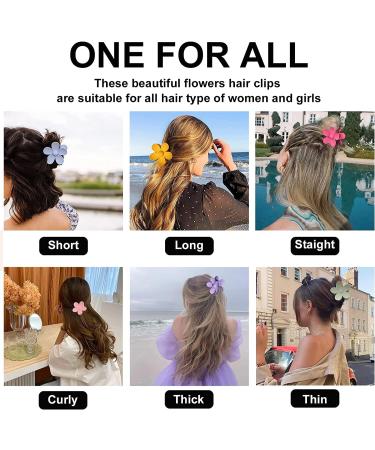 8Pcs Hair Claw Clips Matte Flower Hair Clips Strong Hold Hair Jaw Clamps for Medium Thick Hair Non Slip Big Hair Accessories for Women and Girls (8 Colors) - Buy Online on GoSupps.com