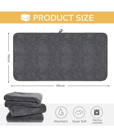 SINLAND Microfiber Hand Towel 3 Pack - Super Soft Makeup Remover & Face Cleansing Cloth - 16x30 Inch - Grey/Dark Grey - Ideal for Bathroom, Home Spa, Sports - Buy Online on GoSupps.com