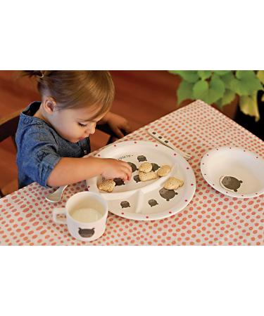 Red Rover Kids' Bamboo Dinner Set Off-White Hippo Design | 2.75 x 11 x 10.25 inches - Buy Online on GoSupps.com
