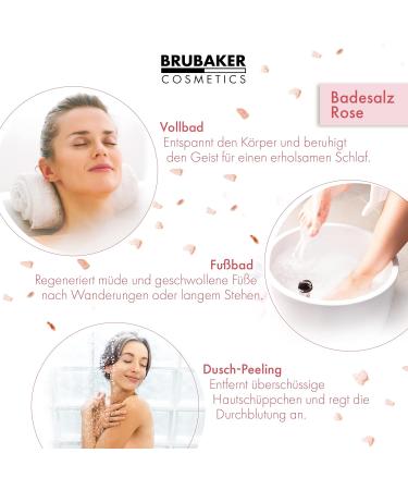 Brubaker Swimming Salt 3x400g - Rose Fragrance Bathing Additive with Flowers & Natural Extracts for Wellness & Relaxation - Includes Wooden Measuring Spoon - Buy Online on GoSupps.com