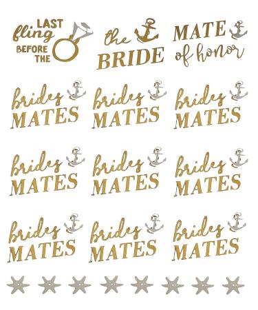 Bachelorette Bride to Be Nautical Temporary Tattoos - 100+ Gold Metallic Designs - Bride's Crew, Nauti Bride, Last Fling - Perfect for Engagement & Bachelorette Party - Waterproof & Nontoxic - Buy Online on GoSupps.com
