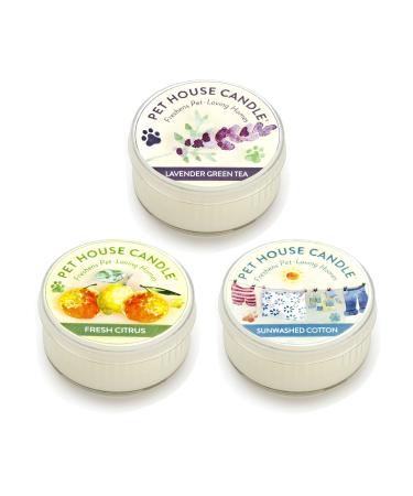 Pet House Mini Candle Set by One Fur All, Pack of 3 - Top 3 Candles - Pet Odor Eliminator Candle, Burn Time - 10-12 Hours Pet Candle, Non-Toxic, Ideal for Smaller Spaces 3 Pack Top 3 Candles